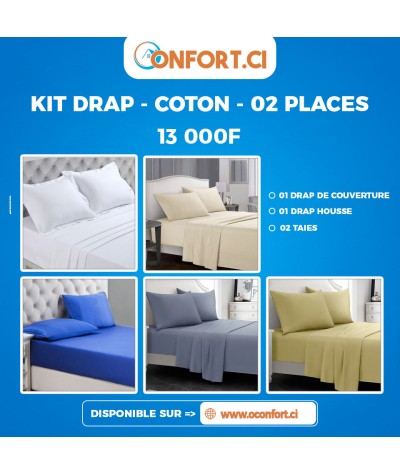 KIT DE  DRAP DE 02 PLACES EN COTON