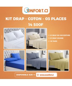 KITS DE  DRAP DE 03 PLACES EN COTON