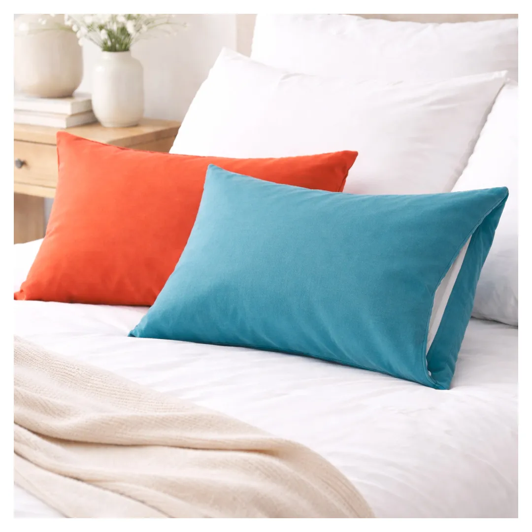 2 Taies d’Oreillers en Coton – Couleur Unie