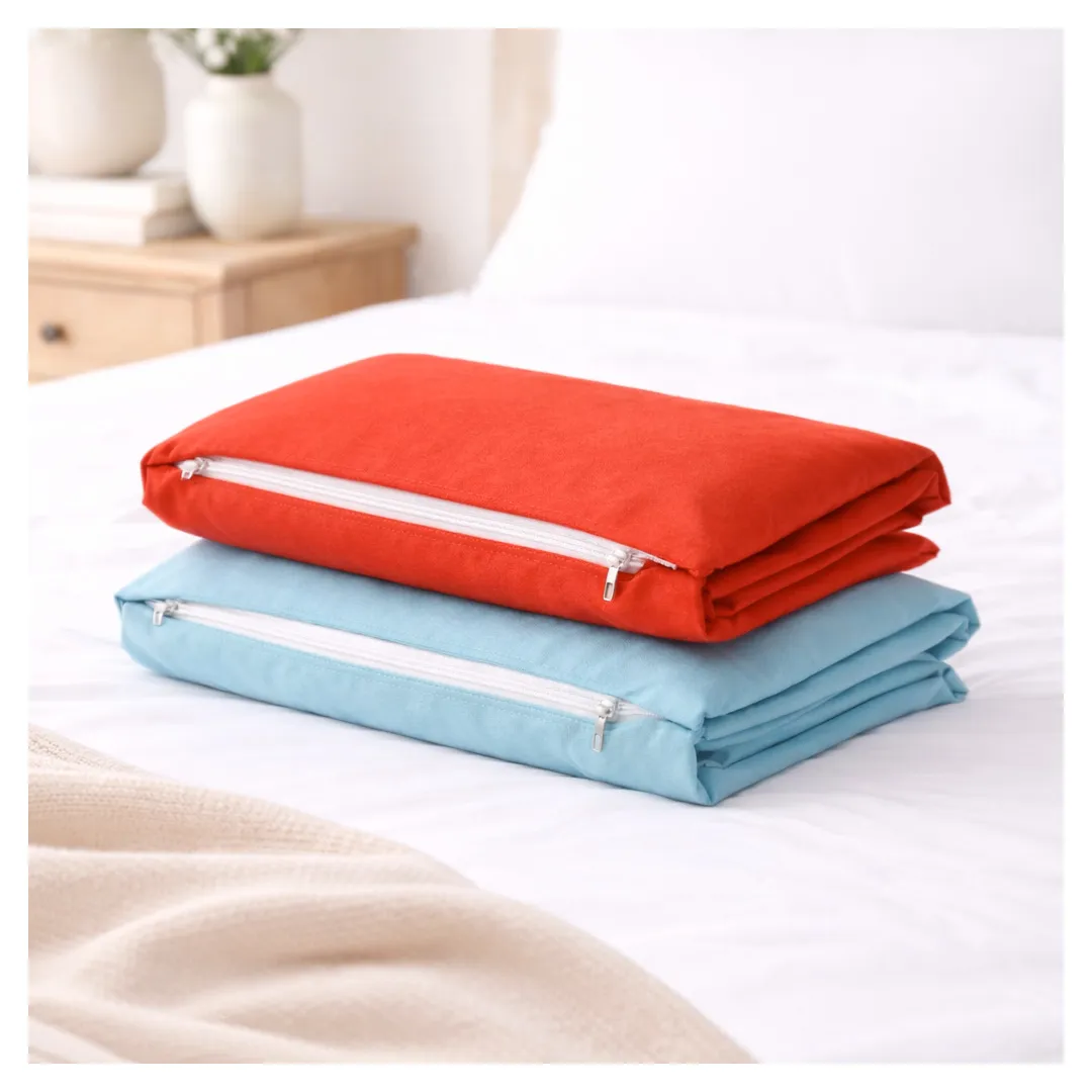 2 Taies d’Oreillers en Coton – Couleur Unie