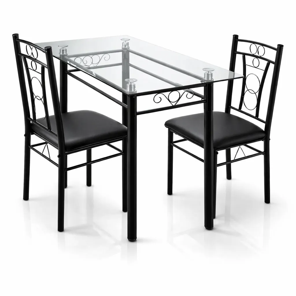 Table à Manger Moderne en Verre avec 6 Chaises – Design Élégant & Résistant