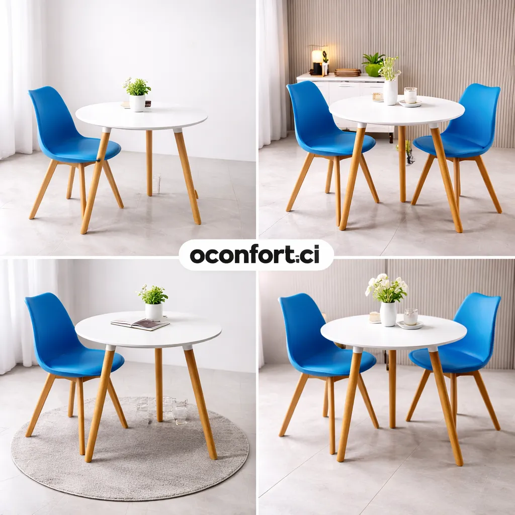 Ensemble Salle à Manger Scandinave – Table Ronde Moderne avec 02 Chaises Design