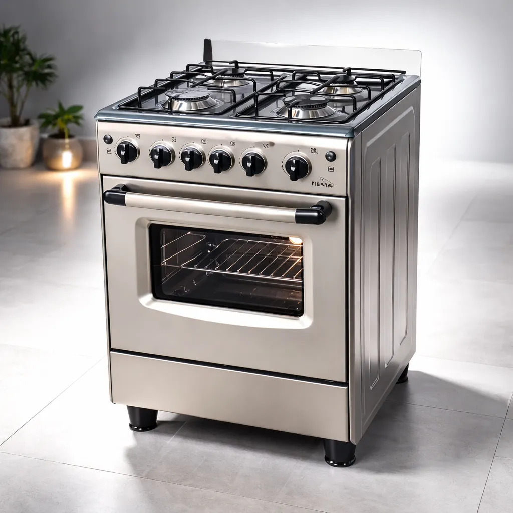 Gazinière Full Option 4 Feux – Double Four – Tout Inox 50x50x81 cm