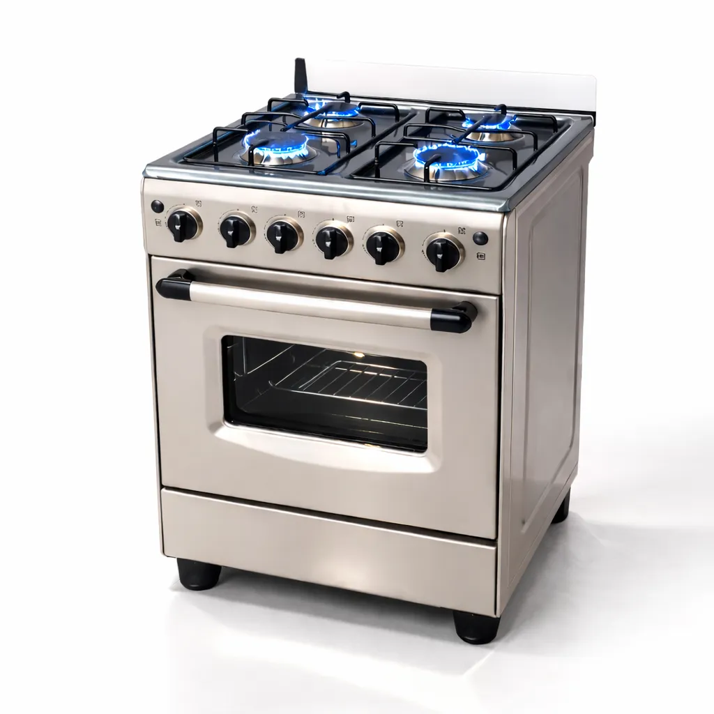 Gazinière Full Option 4 Feux – Double Four – Tout Inox 50x50x81 cm