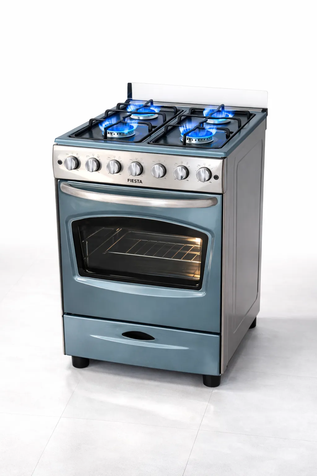 Gazinière Full Option 60x60 – 4 Feux – Double Four – Rôtisseur – Tout Inox