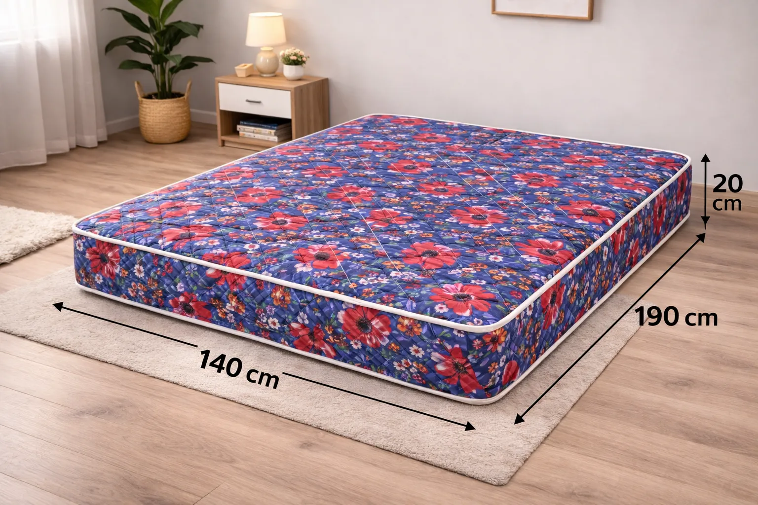 MATELAS ADDICT AVEC MOTIF FLEURIE  FONCÉ - 02 PLACES