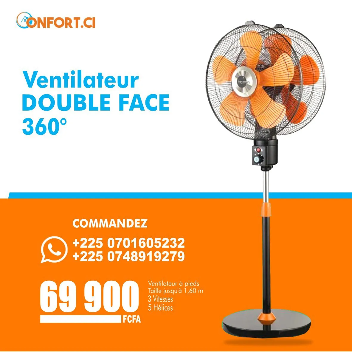 Ventilateur 360° double face