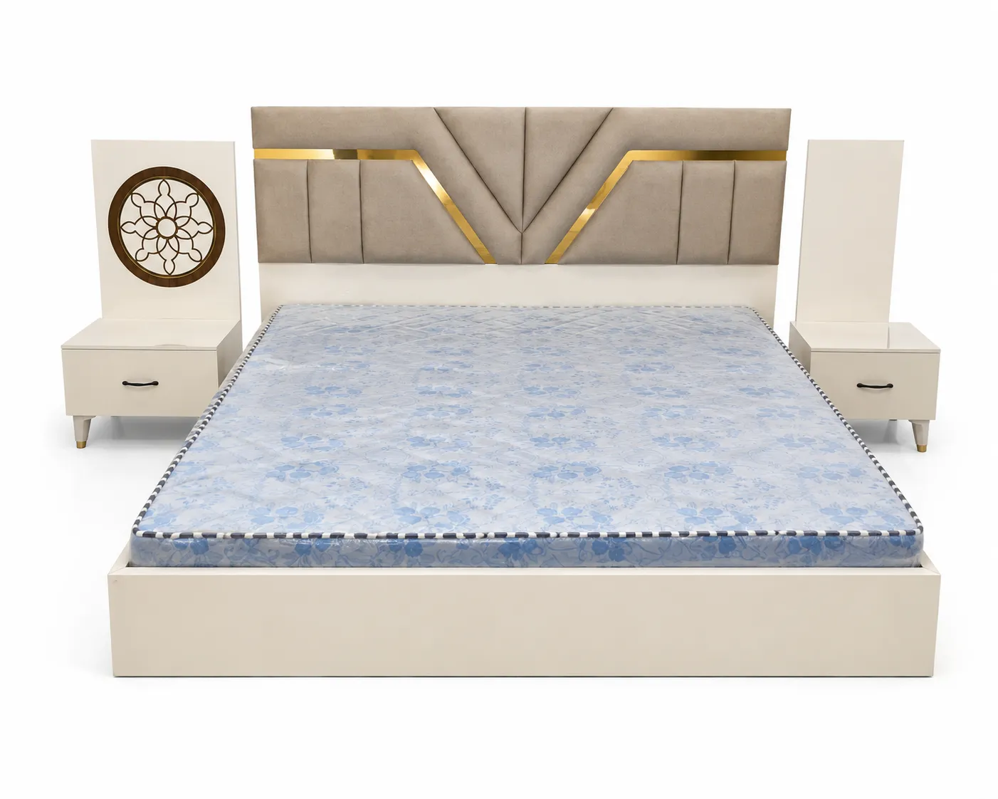 Lit Premium avec Tête de Lit Design & Tables de Chevet