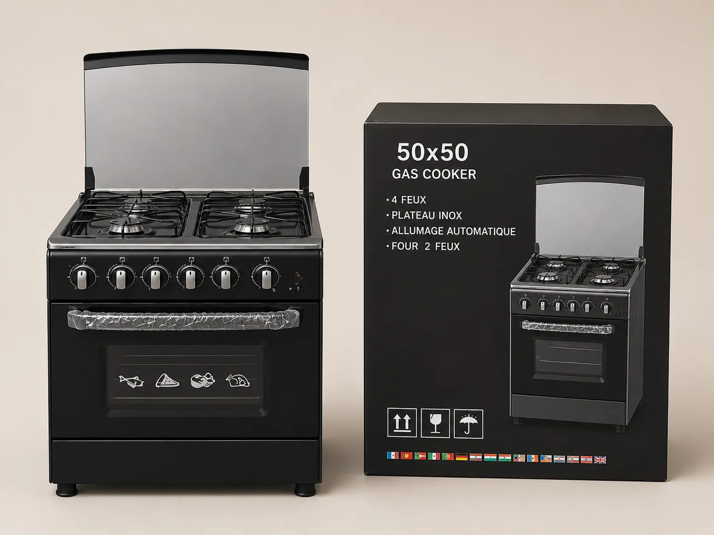 Cuisinière Fiesta 50×50 Noire – Élégance & Performance au Quotidien