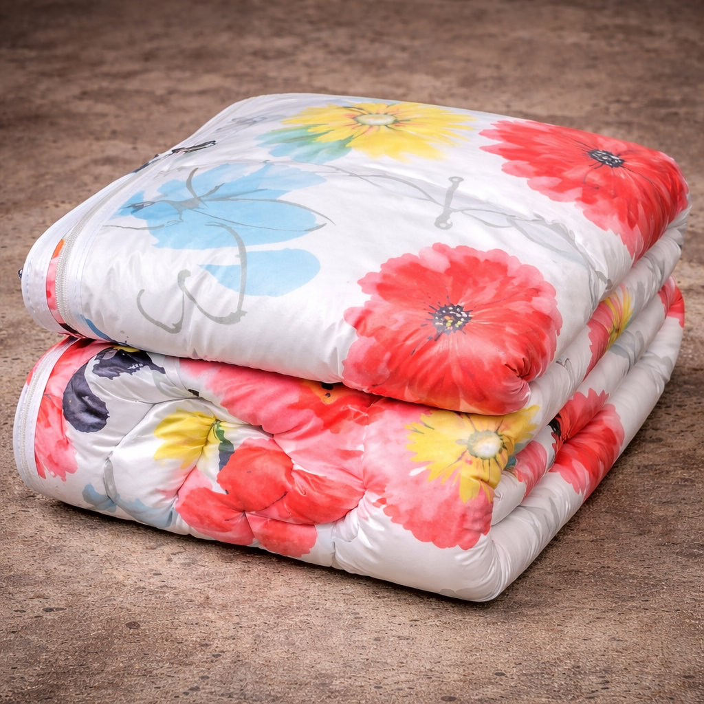 01 Couette 02 places avec motif fleuri