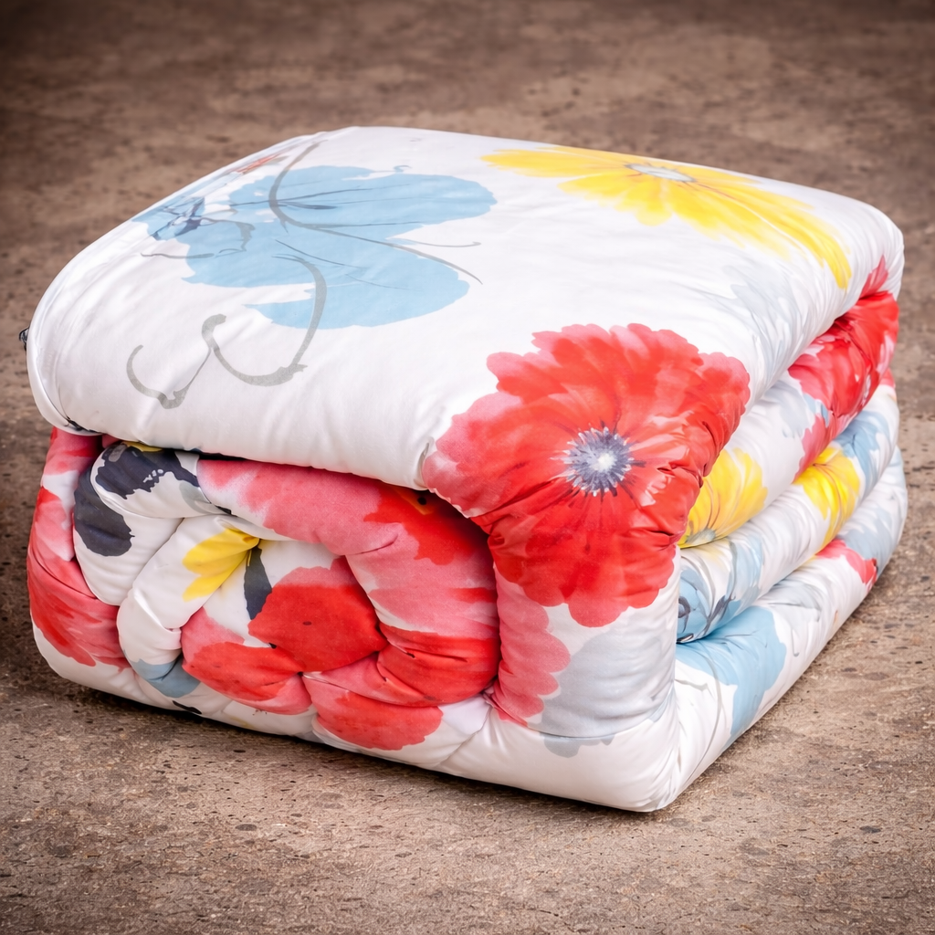 01 Couette 02 places avec motif fleuri