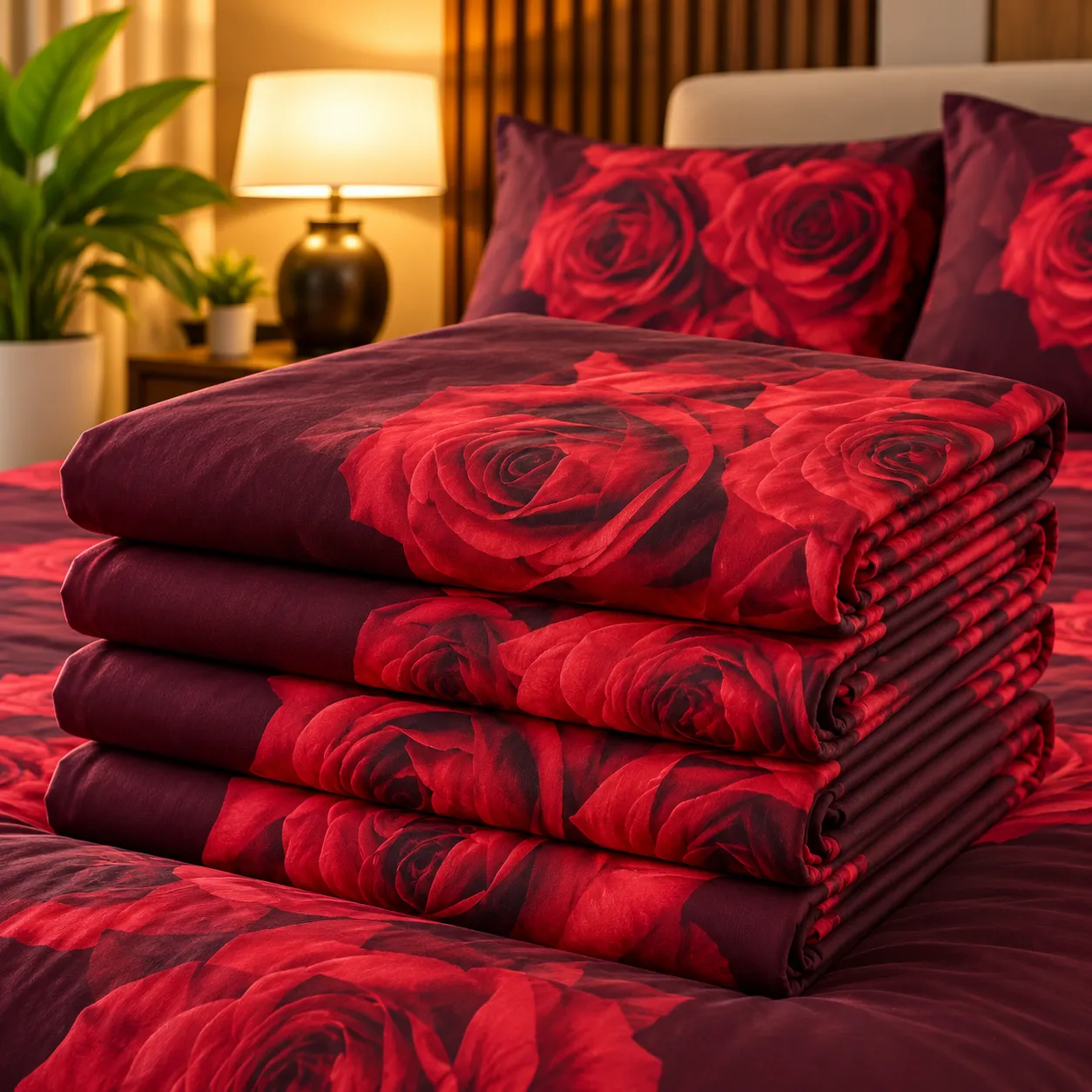 Ensemble Draps + Taies Passion Rose Rouge – Élégance Premium