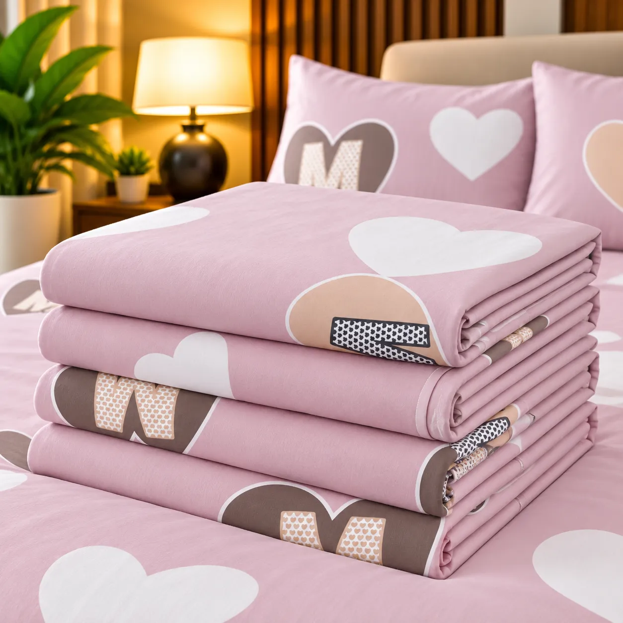 Ensemble Draps + Taies Love Rose – Douceur & Romantisme Premium